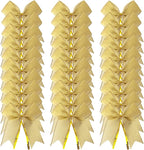 50pcs 3-1/2" Metallic Gold Bows Twist Tie Bows for Gift Wrapping with Fish Tails (Gold)