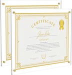 Acrylic Picture Frame for Wall, Clear Diploma Frame, No Drill Floating Frameless Photo Frame for Diploma Certificate Degree Document & Artworks Display, Graduation Gift for Students (2 Pack, 11X14 Straight edge)