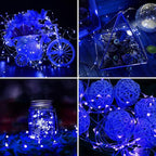 Aogist 24 Pack Fairy Lights 3 Modes 7ft 20 LED Waterproof,Battery Operated Silver Wire Firefly Starry Moon Mini String Lights for Mason Jars Christmas DIY Crafts Wedding Party Bedroom,Blue