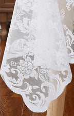 LinenZone White Rectangle Tablecloth for Rustic Vintage Decor. Sheer Lace Works Great As Wedding, Thanksgiving, or Christmas Tablecloth (Mia TC 60 x 144, White)