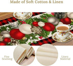 Christmas Table Runner,Seasonal Winter Xmas Holiday Farmhouse Table Cloth Kitchen Dining Table Decoration for Home Party Decor 13x70 Inch