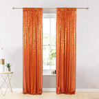 ShinyBeauty Navy and Orange Backdrop - 2FTx8FT Blue Photo Backdrops, Sequin Curtains, Glitter Fabric for Happy Birthday Parties and Events Halloween Decor
