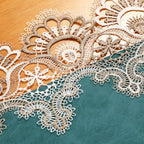 Vintage Lace Dining Table Runner, Small Macrame Coffee Table Runners 48 inches Long for Kitchen Home Christmas Party Decorations (16x48 inch, Cyan)