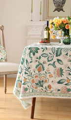 patdrea Designer Green Rectangle Table Cloth,Vintage Italian Floral Country Linen Breathable Tablecloth,Decor Cover for Kitchen Dining,Christmas,Tea Party,Thanksgiving,55"x87"-Tree Life