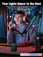 SUNMON RGB Mic Arm – Adjustable Boom Arm with Rhythm RGB Lighting for Blue Yeti, HyperX QuadCast, Rode, Fifine AM8, and More – Perfect for Podcasting, Streaming, and Gaming