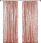 Sugargirl Rose Gold Sequin Backdrop Curtain 2 Panels 2FTx8FT Glitter Rose Gold Background Drapes Sparkle Photography Backdrop for Party Wedding Birthday Wall Decoration