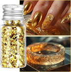 5Pcs Decorative Gold Leaf, Multifunction Gold Flakes Cake Decoration Baking Foil Decor with Plastic Tweezers for Cooking Dessert Steak Decoration Crafts Makeup