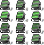 Rechargeable Par Can Lights, 72W RGB 5200mAh Uplights Battery Powered Stage Light, Wireless DJ Lights Sound Activated with Remote & DMX Control for Festivals, Weddings, Bars, Churches, DJ (12 Packs)