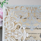Hosmsua 6.3 x 6.3 Inch 50PCS Silver Glitter Laser Cut Hollow Lace Rose Wedding invitation Cards with Envelopes Wedding invitations for Anniversary Invite (Silver Glitter)