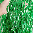 Green Foil Backdrop Curtain - CYLMFC 3 Pack 3.3 ft x 6.6 ft Birthday Streamers Party Curtains Decorations Backdrop Xmas Graduation Decor
