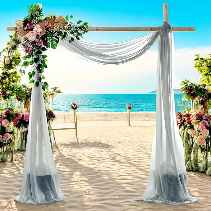 MDS Halloween Chiffon Draping Fabric - 2 Panel, 30" Wide x 100ft Long - Sheer Spooky Arbor & Canopy Drapery for Haunted House Backdrops, Party Ceilings, DIY Costumes & Themed Events - Gray