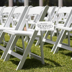 4 pcs Reserved Row Signs for Wedding, Acrylic Reserved Signs for Wedding Decor, 7.75x3.75 Reserve Seating Sign, Hanging Reserve Table Sign for Chairs Pews & Family, Includes Ribbon, Made in USA