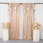 ShinyBeauty Champagne Backdrops 2 Pieces Sequin Curtains 4FTx7FT Photograph Backdrop Shimmer Curtain Panels Sparkle Fabric Glitter Background for Party Wedding Holiday New Year Decor