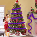 25 Feet Metallic Twist Tinsel Garland Wall Hanging Backdrop for Parade Floats, Christmas Eve, New Year, Valentine's Day Party Decorations (Purple, 4in x 25ft)