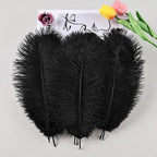 THARAHT Black Ostrich Feathers 12pcs Natural Bulk 10-12Inch 25cm-30cm for Crafts Wedding Party Centerpieces Halloween and Home Decoration Feathers