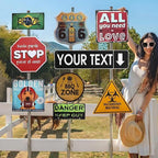 Custom Vintage Metal Sign Personalized Direction Street Signs with Text Logo Image Rust-Resistant Fade Resistant Aluminum Sign for Home Office Outdoor Business