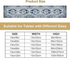 Vintage Boho Floral Table Runner, Rustic Country Farmhouse Blue Teal Retro Flower Pattern for Home Kitchen Table Decor Dining Coffee Room Party Decor 13x72in