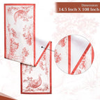 Maison d' Hermine Table Runner 100% Cotton Single Layer Table Runners 108 inches Long for Thanksgiving Christmas Decorations Home Kitchen Dining Party Wedding (Holy Jouy - Red, 14.5" x 108")