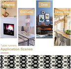 Dog Paw Table Runner,Kid Cute Animal Footprint Black White Theme Design Print Tablecloth Burlap for Hotel Indoors Outdoor Dining Room Kitchen Home Decor,W13X L108 in