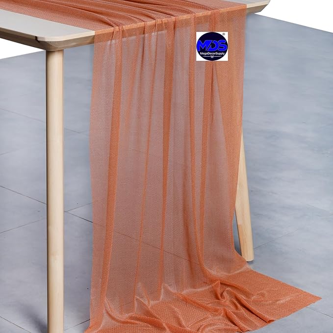 MDS Halloween Chiffon Table Runner - 15 Pack, 29 x 120 Inches, 10ft Each - Sheer Spooky Table Runners for Haunted House Parties, Trick-or-Treat Tables, Witchy Décor, Wedding & Events - Coral Peach
