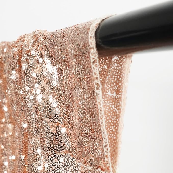 Eternal Beauty Sequin Backdrop Curtains, 2x8 Ft-2 Panels Rose Gold Back Drop for Shimmer Photography Party Wedding Birthday Decor