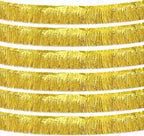 Gold Foil Fringe Garland 10FT 6packs, Metallic Foil Tinsel Fringe Banners for Parade Float Decorations Wedding, Birthday Party Graduation (six Gold)