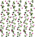 JUSTOYOU 2 Pack (15.8FT) Fake Rose Garland, Artificial Rose Vines Flowers Hanging Silk Rose Vine Wedding Home Backdrop Party Arch Arrangement Decoration