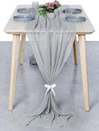 MDS 20 Pack 10ft Chiffon Table Runner 29 x 120 Inches Sheer Wedding Runner Romantic Rustic Table Runner for Wedding Decorations, Birthday Parties, Bridal Shower Party Arch Decor - Gray