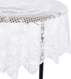 Juvale Round Lace Tablecloth - 59-Inch White Polyester - Scalloped Edge Circle Tablecloth with Floral Overlay & Vintage Decor for Wedding Receptions & Home