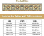 Vintage Boho Floral Table Runner, Elegant Luxurious Rustic Country Farmhouse Navy Blue Gold Retro Flower Pattern for Home Kitchen Table Decor Dining Coffee Room Party Decor 13x120in