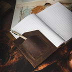Refillable Leather Journal | Premium Lined A5 Notebook Cover | 200 Ruled Writing Pages | Card Holder Slot | Leather Bound Journals for Men & Women, Best Gift Travel Diary, Cool Planner