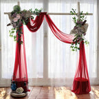 MDS Halloween Chiffon Draping Fabric - 2 Panel, 30" Wide x 50ft Long - Sheer Spooky Arbor & Canopy Drapery for Haunted House Backdrops, Party Ceilings, DIY Costumes & Themed Events - Apple Red