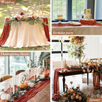 6 Pack Fall Table Runner Terracotta Cheesecloth Table Runner 10ft, Rustic Sheer Burnt Orange Gauze Cheese Cloth for Boho Wedding Decor Baby Shower Thanksgiving Table Decor