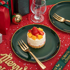 Festiva 200Pcs Green Dessert Plates 6.3" with Plastic Forks 5"- Small Disposable Plates- Dessert/Cake/Appetizer Plastic Plates include 100Plates 100Forks for Christmas Party&New Year