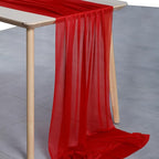 MDS 2 Pack 10ft Chiffon Table Runner 29 x 120 Inches Sheer Wedding Runner Romantic Rustic Table Runner for Wedding Decorations, Birthday Parties, Bridal Shower Party Arch Decor - Red