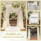 Wedding Arch Draping Fabric 8 Panels 20Ft Length x 28" Width Ivory Arch Drapes Chiffon Fabric Sheer Curtains Backdrop for Party Bridal Ceremony Ceiling Decor Wedding Stage Reception Decorations