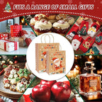 LYLIN 10Pcs Kraft Christmas Gift Bags, Christmas Tote Bags with Handles for Holiday, Reusable Xmas Treat Bags for Wrapping Gifts, Party Favors and Holiday Decor (5 Medium, 5 Small)