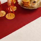 Red Table Runner 36 Inch – Cotton Linen Hemstitch Farmhouse Table Runner 14x36 – Washable Fabric for Dining, Fall, Halloween, Thanksgiving, Spring, Summer, Wedding, Everyday Décor – Serena