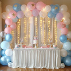 Fomcet Tulle Curtains with Lights String White 30FT X 10FT Sheer Backdrop Curtains for Parties Wedding Baby Shower Photo Shoot Decorations (6 Panels 5 x 10FT)