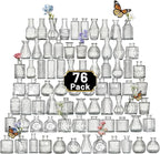 Glass Bud Vase Set of 76 Pcs Small Minimalist Vases for Flowers, Vintage Rustic Home Decor for Table Centerpiece Wedding Party, Modern Clear Aromatherapy Bottle for Living Room Bedroom