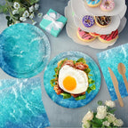 40pcs Ocean Themed Birthday Party Decorations Under the Sea Party,Ocean Waves Plates and Napkins,Suitable for 20 Guests