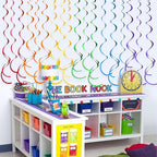36 Pcs Rainbow Hanging Swirl Decorations Colorful Felt Swirl Streamer Spiral Ceiling Decorations Garland for Birthday Wedding Bridal Shower Baby Shower Carnival Fiesta Festival Party Supplies