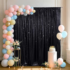 SquarePie Sequin Backdrop Less Transparent Background Sparkly Curtain for Wedding Halloween Party 5FT x 7FT Black