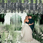 12 Pack Artificial Wisteria Hanging Flowers Fake Wisteria Flower Garland Silk Vines Rattan Decor for Home Wedding Arch Wall Garden Greenery Bedroom Outdoor Office Party Decoration (Black)