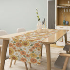Vintage Floral Table Runner,Boho 70s Style Retro Daisies Flower Table Runner for Kitchen Dining Table Home Party Decoration 13x120 Inch
