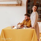 Biscaynebay Fall Tablecloth Textured Fabric Square Tablecloths 54x54'', Fall Gold Thanksgiving Autumn Harvest Water Resistant Fabric Tablecloths for Kitchen, Dining, Wedding, Parties Machine Washable