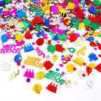 1500 Pcs Happy Birthday Glitter Confetti, Rainbow Foil Confetti Ready Decorations, Party Table Multicolor Cake Glitter Balloons For Birthday Party, Baby Shower Crafting