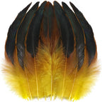 SOGUGOM Yellow Rooster Tail Feathers - 200 pcs 5-7 inch Natural Rooster Tail Feathers Bulk for Mardi Gras, Costume and Party(Yellow)