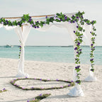 Floweroyal 2 Pack Artificial Flower Garlands 15.8FT Fake Rose Vines Silk Flowers Hanging Rose Ivy for Wedding Arch Party Home Garden Wall Decor (Purple)