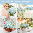 Zeyune 8 Pcs Wedding Silk Flowers Fake Silk Flowers Faux Bouquet Hydrangea Bouquets for Wedding Birthday Party Table Centerpieces Home Decoration(Blue,Peony)